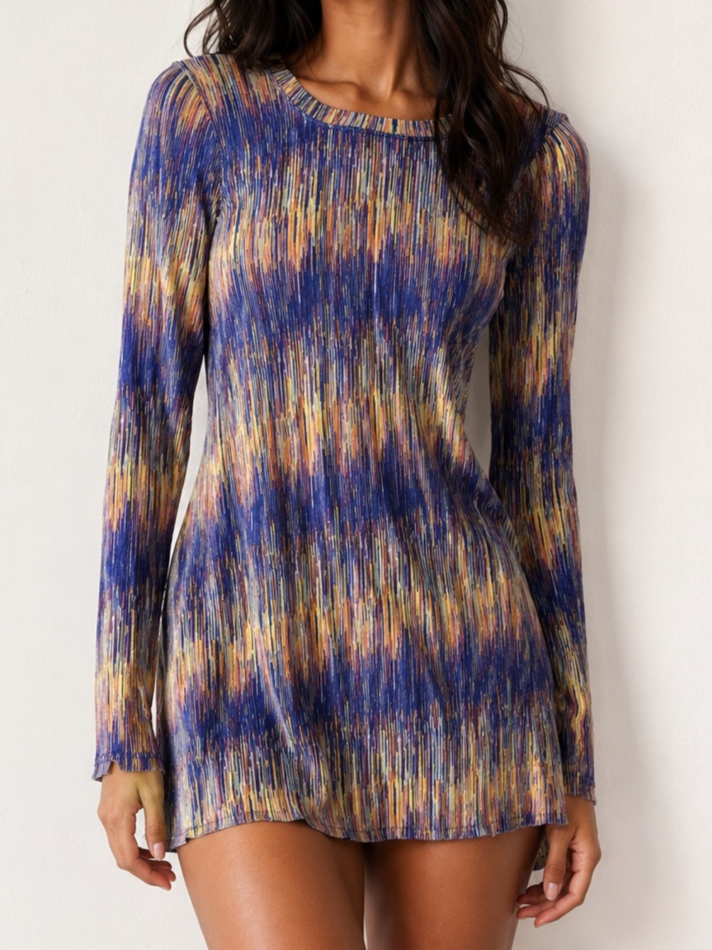BCBGMaxAzria Long-Sleeve Multicolor Striped Knit Top